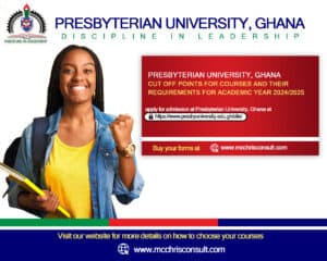 Read more about the article PRESBYTERIAN UNIVERSITY OF GHANA CUT-OFF POINTS FOR ACADEMIC YEAR 2024/2025