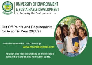 Read more about the article University of Environment and Sustainable Development (UESD) Cut-off points and Requirements for Academic Year 2024/25￼