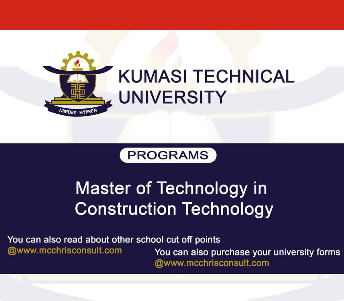 KUMASI TECHNICAL UNIVERSITY CUT OFF POINT MASTERS